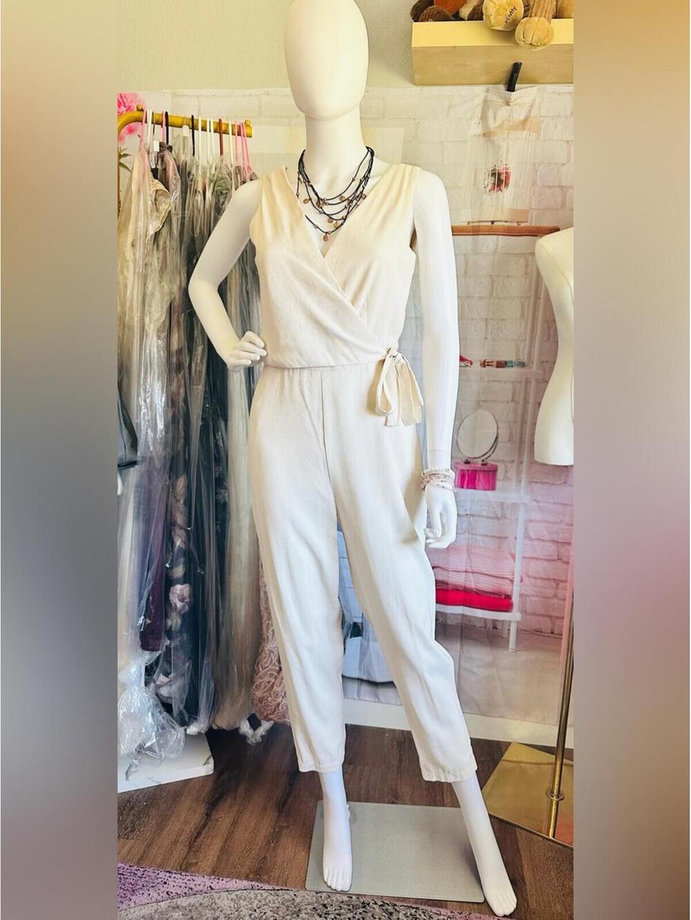 1.STATE Sleeveless Wrap Front Soft Twill Jumpsuit